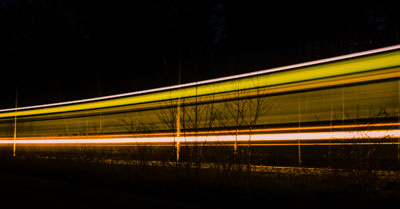 Lichtmalerei mit Straßenbahn